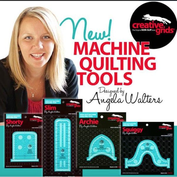 Angela Walters Creative Grids Machine Quilting Rulers - Non Slip 1/4 inch Thick High Grade Acrylic
