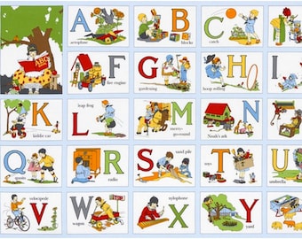 Pannelli Darlene Zimmerman My ABC Book Robert Kaufman Tessuto Riproduzione anni '30 Tessuto del pannello