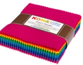 Charm Squares Kona Cotton, Bright 101 Palette Robert Kaufman Pre Cuts