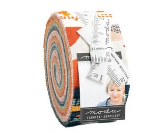 Frisky Jelly Roll. By Zen Chic Brigitte Heitland for Moda, 2.5" x 44" strips. 40 strips per jelly roll, 2022. Modern Fabric