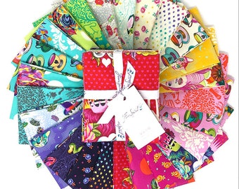 Tula Pink Curiouser and Curiouser Fat Quarter Bundle / Free Spirit Fabrics / Alice in Wonderland FQ Bundle /  __ Fat Quarters