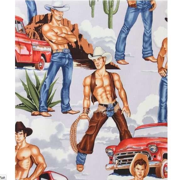 Wrangler Cowboy Western Hunks Pin Ups Alexander Henry Fabric - Etsy New  Zealand