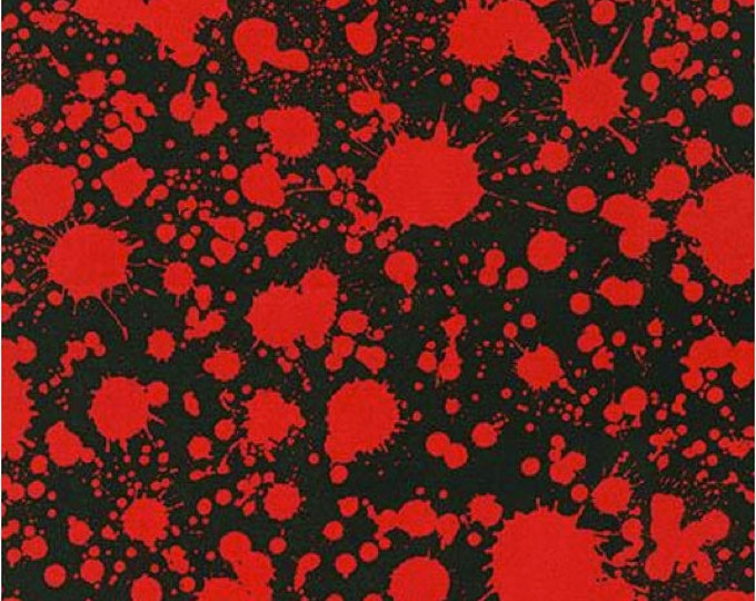 Blood Type Blood Spatter Fabric on Black 100% Cotton Fabric by Robert