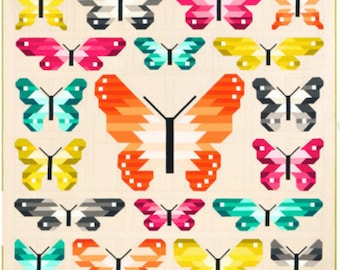SALE! Lepidoptera Kit Butterfly Quilt Kit by Elizabeth Hartman feat. Kona® Cotton Robert Kaufman Fabrics Quilt Kit - Total of 15 Yards