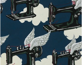 Flying Machines / Alexander Henry Fabric / Sewing Machines with Wings / Flying Sewing Machines / Angel Wings