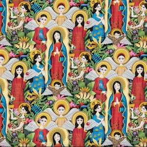 Coro Dorado Alexander Henry Fabrics Cotton Fabric in Bright / Angels / Virgin Mary / Virgen Maria