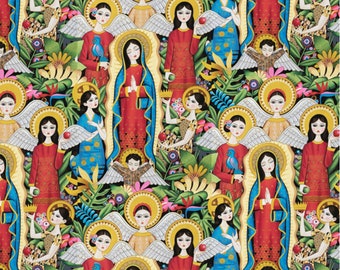 Coro Dorado Alexander Henry Fabrics Cotton Fabric in Bright / Angels / Virgin Mary / Virgen Maria