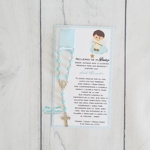 Cadeaux de baptême bleu garçon | Cadeaux pour chapelet Angel Boy | Cadeaux de baptême catholique | Cadeaux de baptême bleus, 12 pièces BB202004