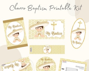 Charro Baptism Printable Kit, Baptism Party Kit, Instant Download, DIY Charro Baptism, Charro Party Printable, Instant Printable Decor