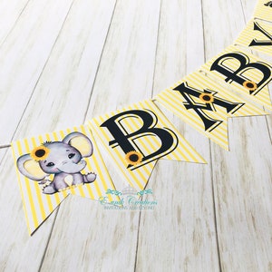 Elephant Girl Banner, Sunflower Elephant, Baby Name Banner. SE2008