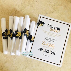 Invitación con diploma, Invitación enrollada, Invitación enrollada con diploma, Invitación de graduación, Invitaciones hechas a mano