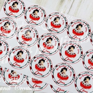 Sticker charra rouge, sticker fille charra, étiquette charra rouge, étiquette charra de baptême, charra de présentation, étiquettes personnalisées