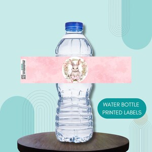 Bunny Water Bottle Labels | Easter Bunny Bottle Wrappers | Printed Water Resistant Labels. 24pcs