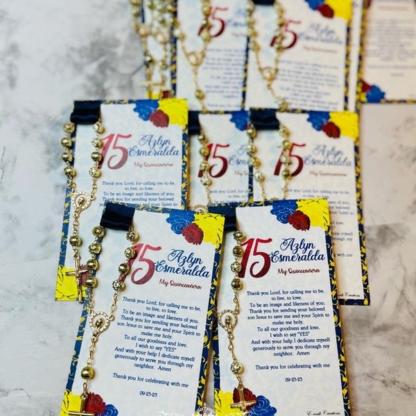 Quinceanera Favors, Rosary Favors,  Sweet 16 Favors, Beauty and The Beast Quinceanera. 12pcs. BB0920