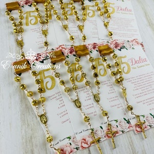 Cadeaux en or rose, coings en or rose, faveurs de Quinceanera, faveurs Sweet 16, faveurs de carte de prière, faveurs religieuses