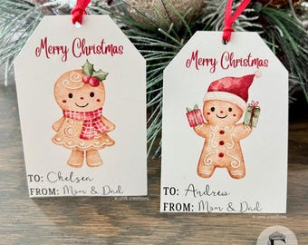Gingerbread Christmas Tags Personalized Printed Gift Tags for Holiday Favors