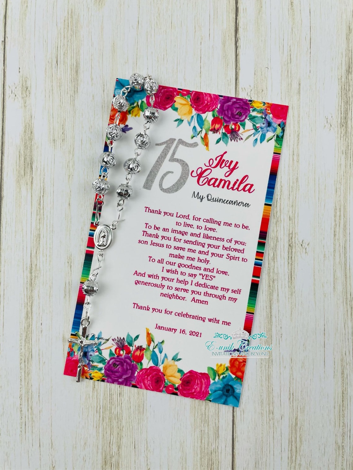 Quinceanera Favors Rosary Favors Quinceanera Prayer Mexican - Etsy