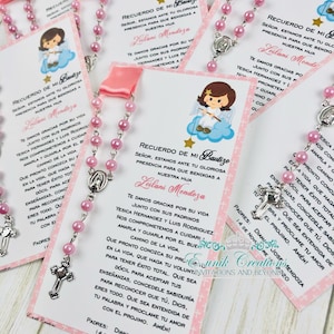 Mädchen Rosa Taufe Bevorzugungen | Taufe Rosenkranz Bevorzugungen | Mädchen Engel Gastgeschenke | Rosa Taufe Gastgeschenke. 12stk