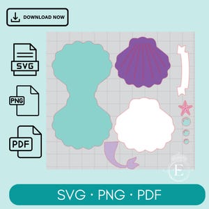 Fichier de coupe d'invitation de coquillage | Fichier découpé au laser d'invitation de sirène | Sous l'invitation de mer | Modèle de fichier de coupe d'invitation