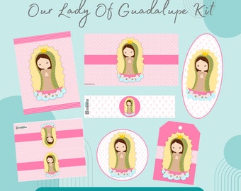 Our Lady Of Guadalupe Printable Kit, Baptism Party Kit, Instant Download, First Communion Kit, Baptism Party Kit.  VG0424