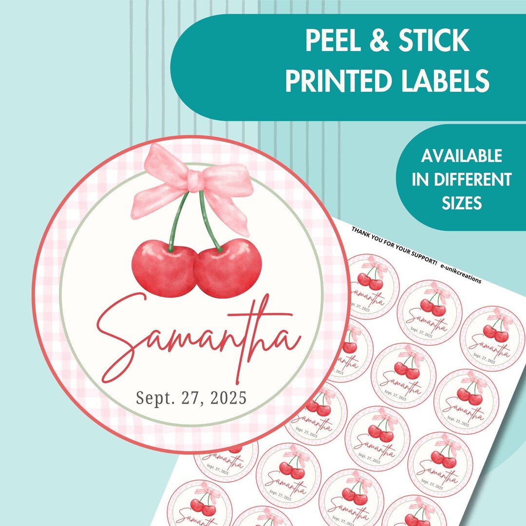 Cherry Stickers: Personalized and Printed Cherry on Top Labels - Etsy