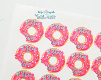 White Sprinkle Donut Birthday Stickers White Sprinkle Donut Birthday Stickers