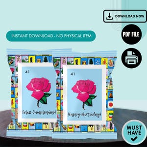 Loteriachips omslag pdf-bestand | Loteria-chipzakjewikkelaar | Loteria Favor Snackzakje | Mexicaanse loteria-aardappelzak. ML0625