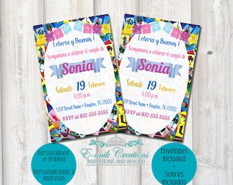 Loteria Invitations, Loteria Birthday, Loteria Printed Invites, Mexican Fiesta