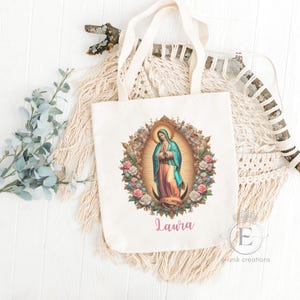 Bolsa de mano de Nuestra Señora de Guadalupe / Bolsa de mano personalizada / Bolsa de mano religiosa / Bolsa de la Biblia / Regalos católicos