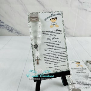 Lembrancinhas de Batismo Charro, Cartão de Rosário Charrito, Lembrancinhas Religiosas, Lembrancinhas Charrito, Charro Branco Prata 12 pcs. SC2018