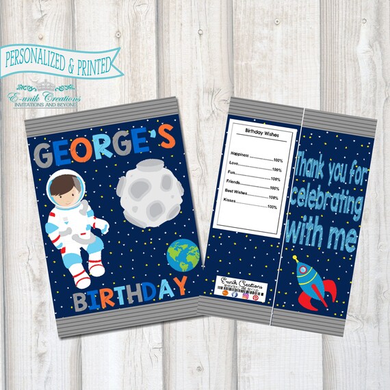 Personalized Chip Bags Custom Teat Bags Outer Space Astronaut Party Favors
