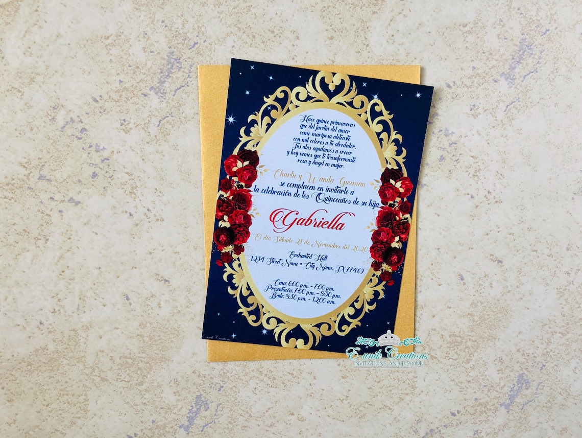 Beauty and the Beast Quinceanera Invites Sweet 16 Etsy