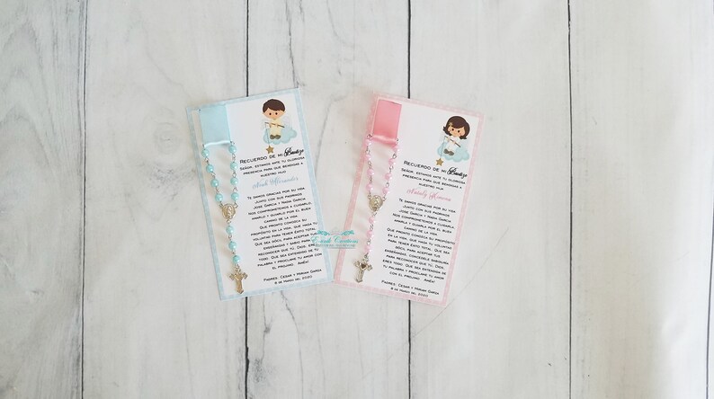 Baptism Prayer Card Favor Baptism Rosary Favor Boy Blue Baptism Favors