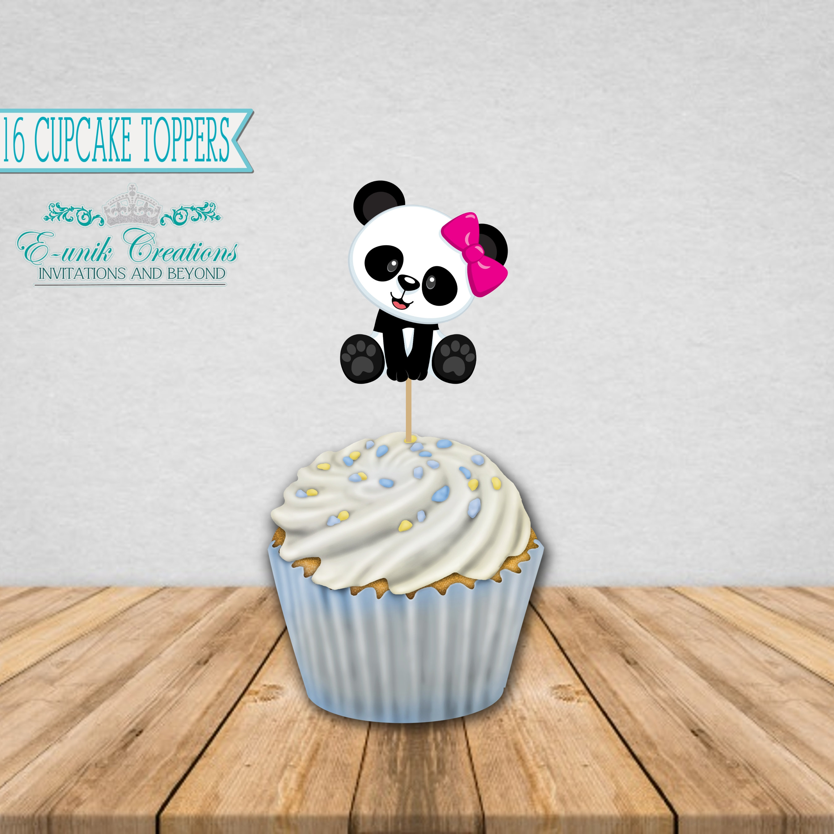 Panda Cupcake Topper Panda Girl Party Panda Toppers Sticks Etsy