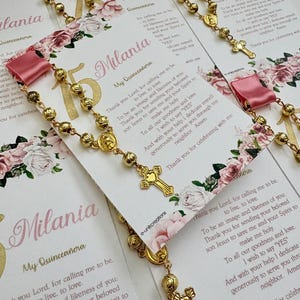 Rose Gold Favors, Rose Gold Quinces, Quinceanera Favors, Sweet 16 Favors, Prayer Card Favors, Religious Favors