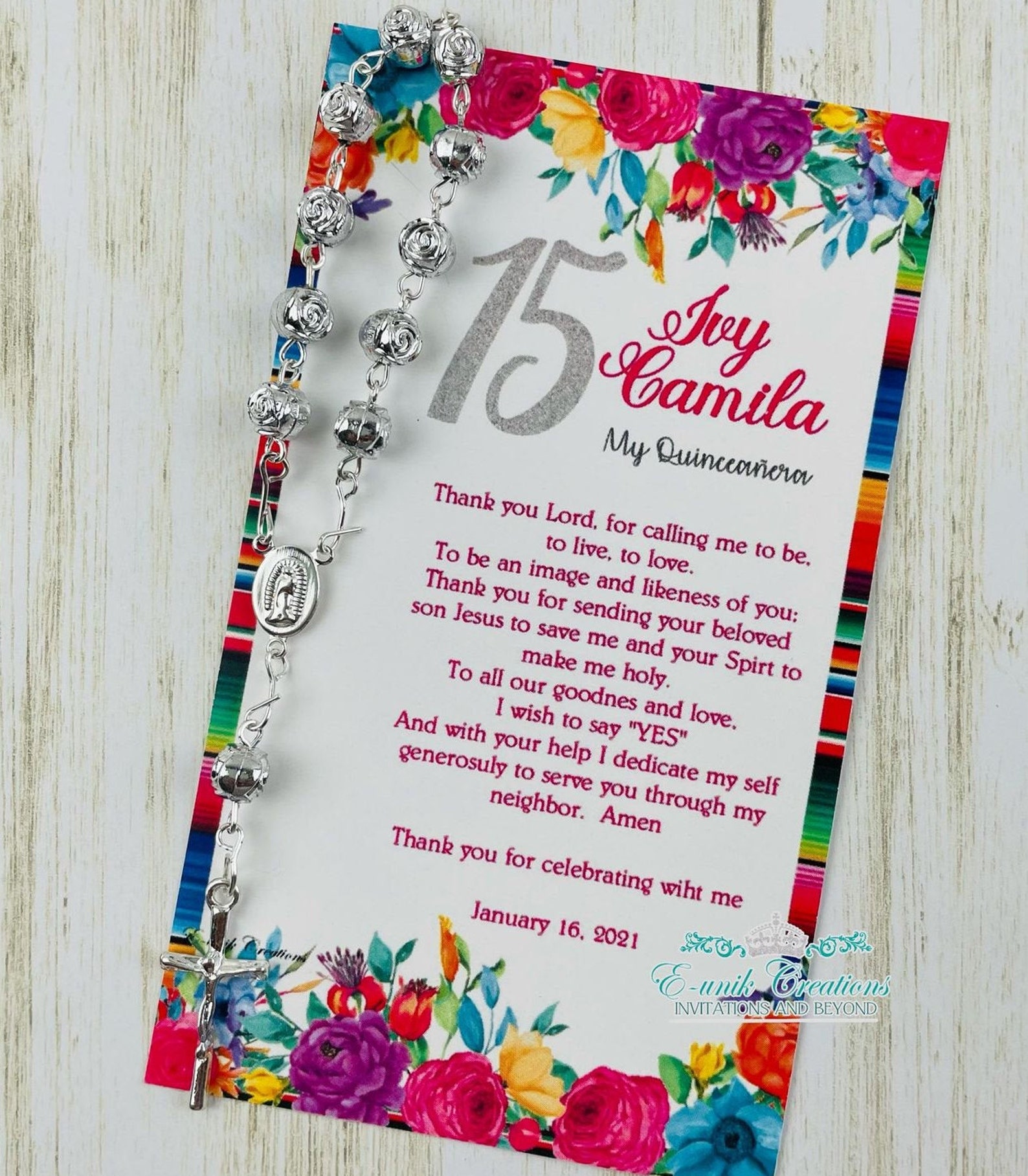 Quinceanera Favors Rosary Favors Quinceanera Prayer Mexican - Etsy