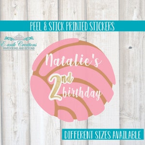 Concha Birthday Stickers: Personalized Party Labels