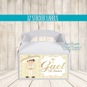 Charrito Box Sticker, Gold Charro Labels, Gabble Box Labels, Charro Party Labels, Gold Charrito Baptism. GC20210413