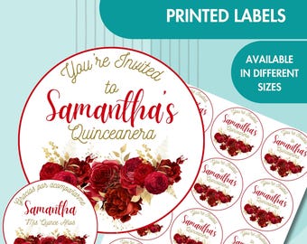 Red Quinceanera Sticker, Custom Stickers | Personalized and Printed Labels