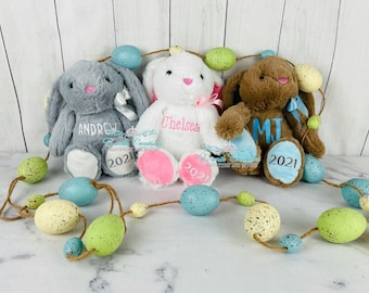 Personalized Bunny, Plush Easter Bunnies, Easter Basket Stuffer, Easter Children Gift