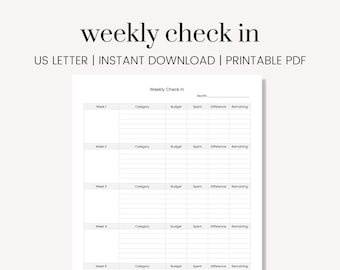 Weekly Check-In Template Printable Sheet Tracker