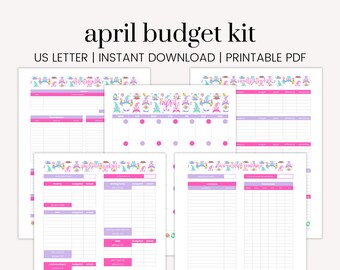 April Budget Kit |Calendar Monthly Budget Weekly Check In Paycheck Budget Cash Envelope Breakdown Sinking Funds Expense Tracker Debt Tracker