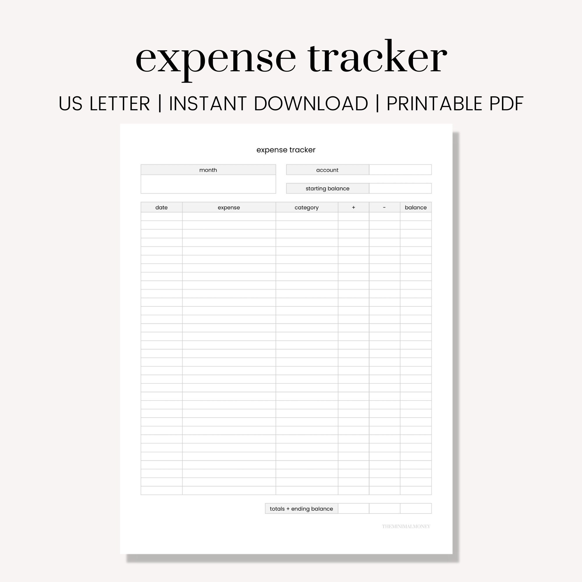 Expense Tracker Printable Template Sheet Expense Log Etsy