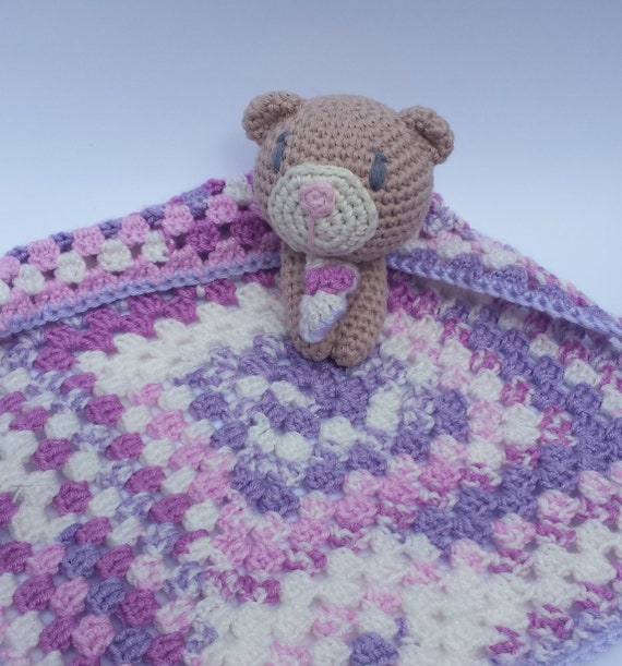 Handmade Purple Teddy Bear Comfort Blanket Soft Toy Unique Etsy