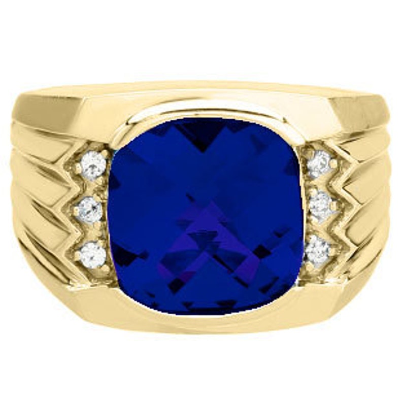 Mens Gemstone Rings Rings For Men Mens Gemstone Jewelry Mens Gold Birthstone Ring Large Men/'s Cushion Cut Sapphire Diamond Ring Gold Silver