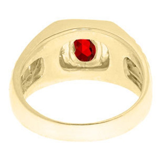 Lab Ruby Men's Rings in 14K Gold | JewelsForMe