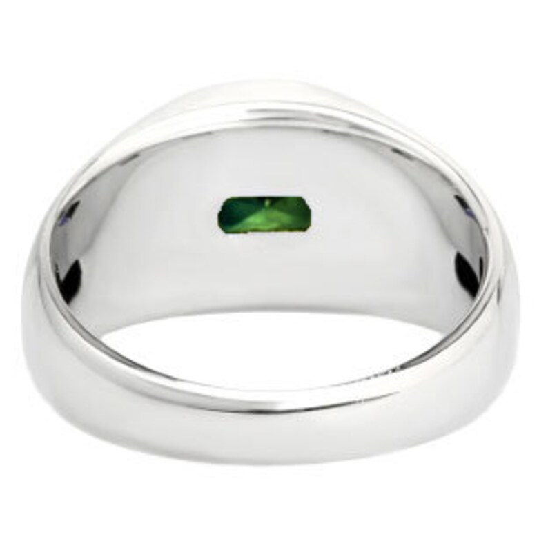 Men's Antique Cushion Cut Green Tourmaline Diamond Sterling Silver Ring image 3