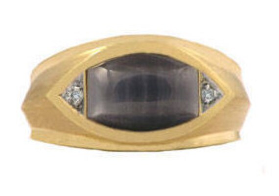 Mens Cat s Eye Ring White Rose Yellow Black Gold Cat Eye Men s