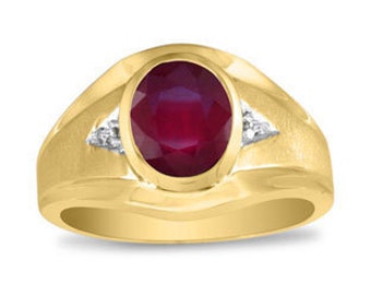 Oval Ruby Diamond Dual Finish Men's Ring In White Rose Yellow Black Gold, July Birthstone Ruby Jewelry, Men Gemstone Ring, Mens Unique Rings