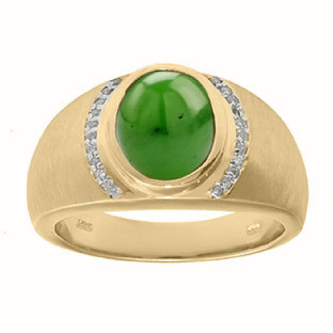Men's Ovalcut Jade Diamond Ring in Gold or Silver Mens Etsy